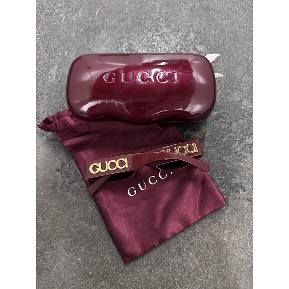 Gucci Fashion Show Geometrical Sunglasses In Burgundy & Brown main image 7